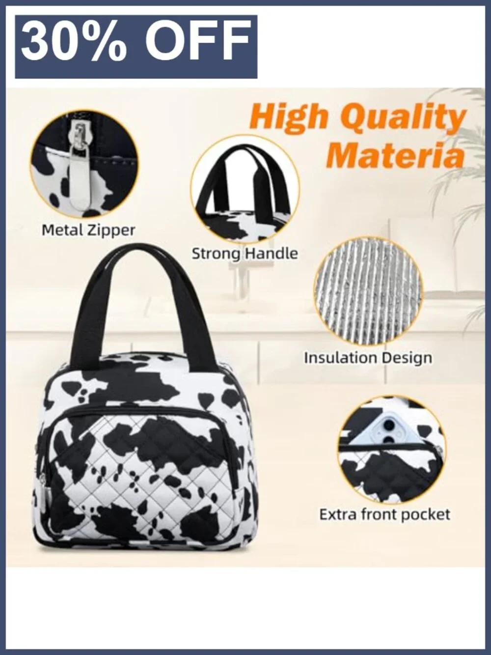 Insulated Lunch Bag Cooler Tote Oxford Cloth Leakproof